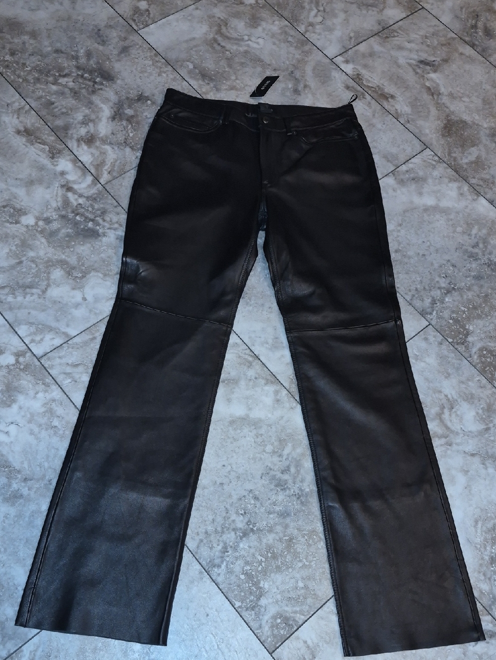 GUESS NWT REAL GENUINE SOFT LEATHER STRAIGHT CUT HIGH RISE JEANS SIZE 10 - Picture 6 of 10